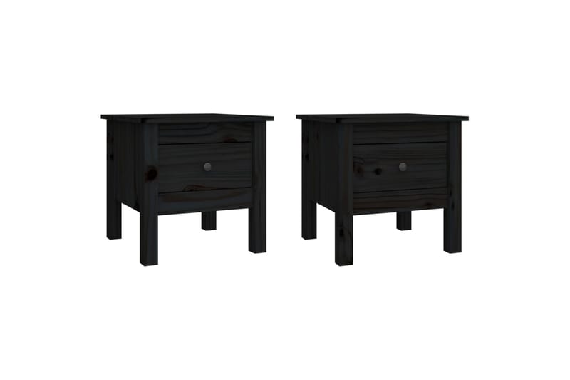 beBasic sideborde 2 stk. 40x40x39 cm massivt fyrretræ sort - Sort - Skænke & sideboards