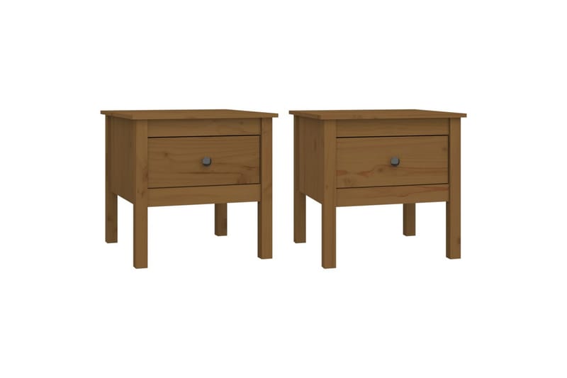 beBasic sideborde 2 stk. 50x50x49 cm massivt fyrretræ gyldenbrun - Brun - Skænke & sideboards