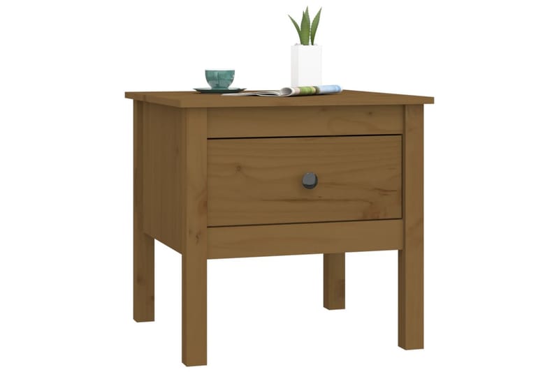 beBasic sideborde 2 stk. 50x50x49 cm massivt fyrretræ gyldenbrun - Brun - Skænke & sideboards