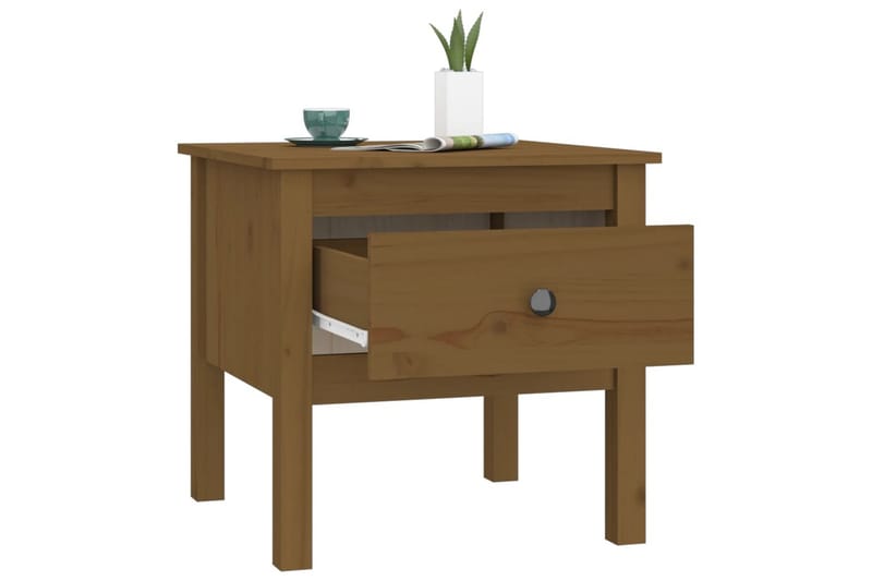 beBasic sideborde 2 stk. 50x50x49 cm massivt fyrretræ gyldenbrun - Brun - Skænke & sideboards