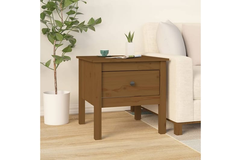 beBasic sideborde 2 stk. 50x50x49 cm massivt fyrretræ gyldenbrun - Brun - Skænke & sideboards