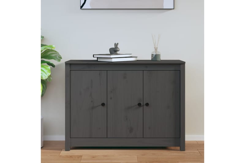 beBasic skænk 100x35x74 cm massivt fyrretræ grå - GrÃ¥ - Skænke & sideboards