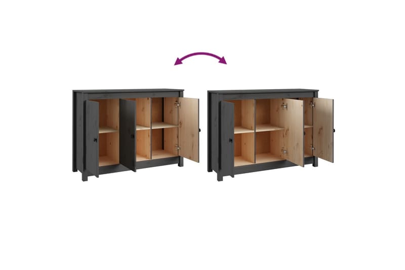 beBasic skænk 100x35x74 cm massivt fyrretræ grå - GrÃ¥ - Skænke & sideboards