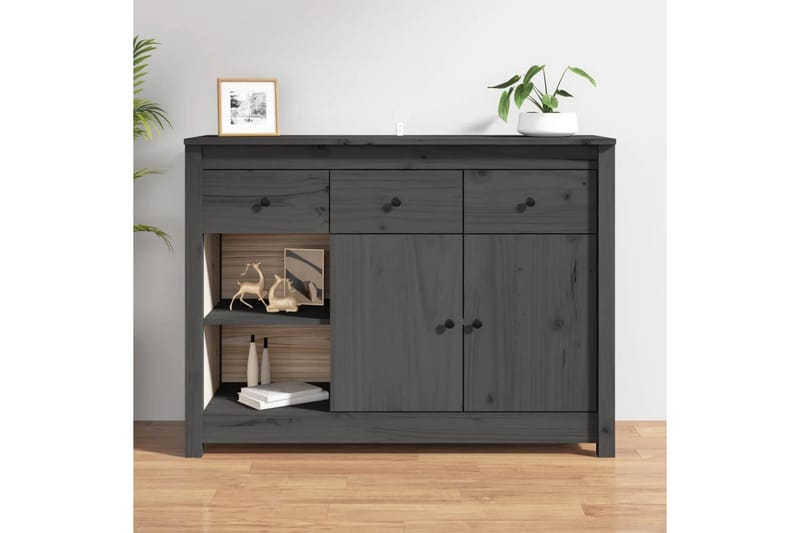 beBasic skænk 100x35x74 cm massivt fyrretræ grå - GrÃ¥ - Opbevaring - Opbevaringsmøbler - Skænke & sideboards