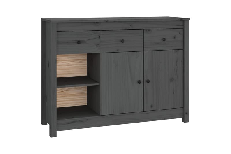 beBasic skænk 100x35x74 cm massivt fyrretræ grå - GrÃ¥ - Skænke & sideboards