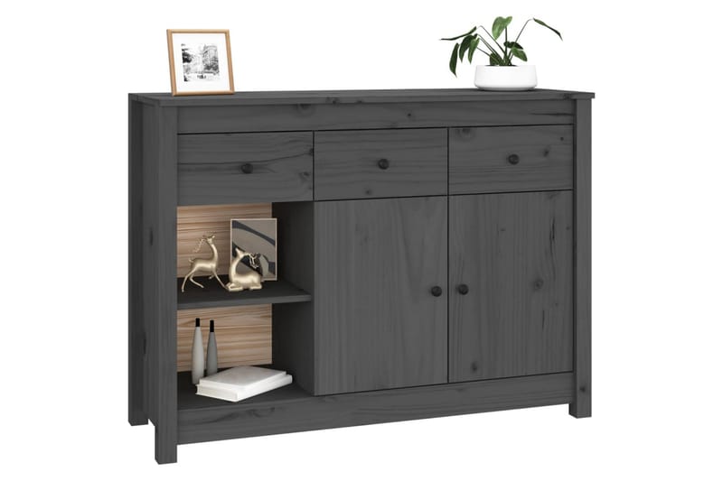 beBasic skænk 100x35x74 cm massivt fyrretræ grå - GrÃ¥ - Skænke & sideboards