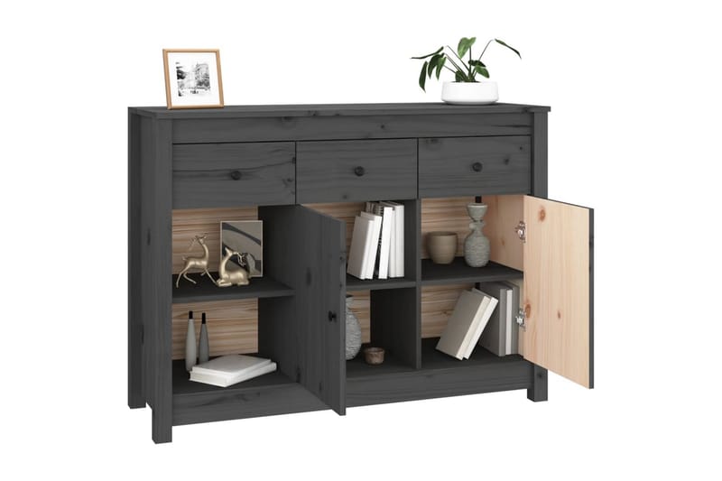 beBasic skænk 100x35x74 cm massivt fyrretræ grå - GrÃ¥ - Skænke & sideboards