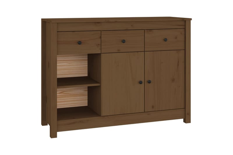 beBasic skænk 100x35x74 cm massivt fyrretræ gyldenbrun - Brun - Skænke & sideboards