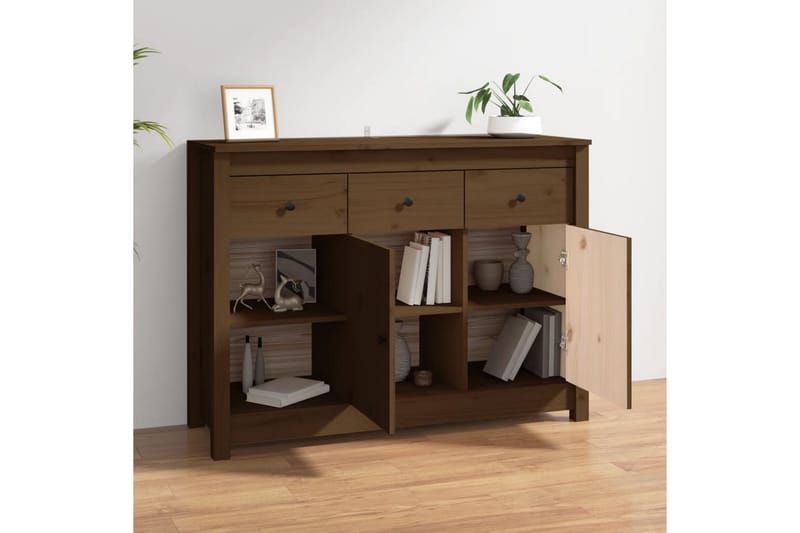 beBasic skænk 100x35x74 cm massivt fyrretræ gyldenbrun - Brun - Opbevaring - Opbevaringsmøbler - Skænke & sideboards