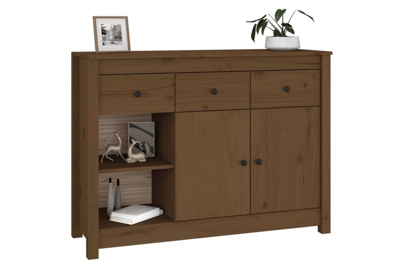 beBasic skænk 100x35x74 cm massivt fyrretræ gyldenbrun - Brun - Skænke & sideboards