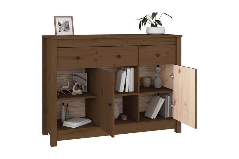 beBasic skænk 100x35x74 cm massivt fyrretræ gyldenbrun - Brun - Skænke & sideboards