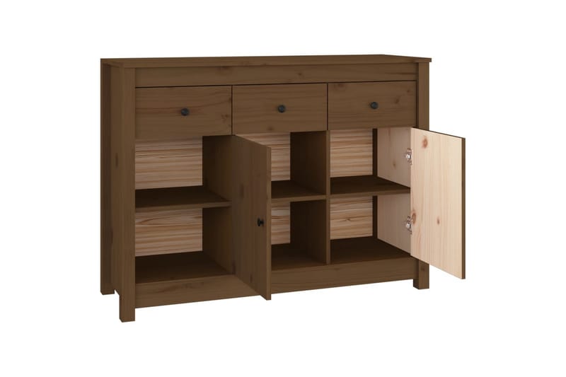 beBasic skænk 100x35x74 cm massivt fyrretræ gyldenbrun - Brun - Skænke & sideboards