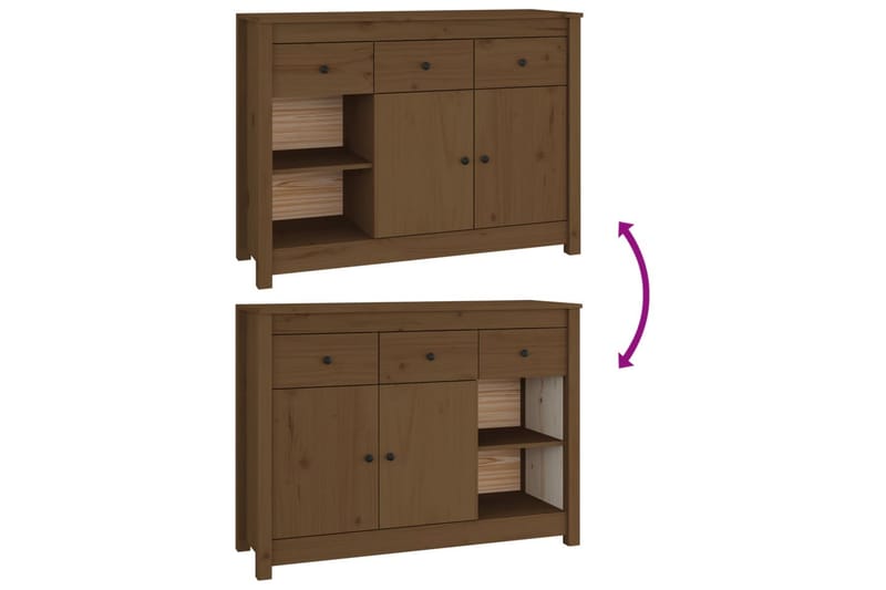 beBasic skænk 100x35x74 cm massivt fyrretræ gyldenbrun - Brun - Opbevaring - Opbevaringsmøbler - Skænke & sideboards