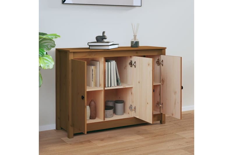 beBasic skænk 100x35x74 cm massivt fyrretræ gyldenbrun - Brun - Skænke & sideboards