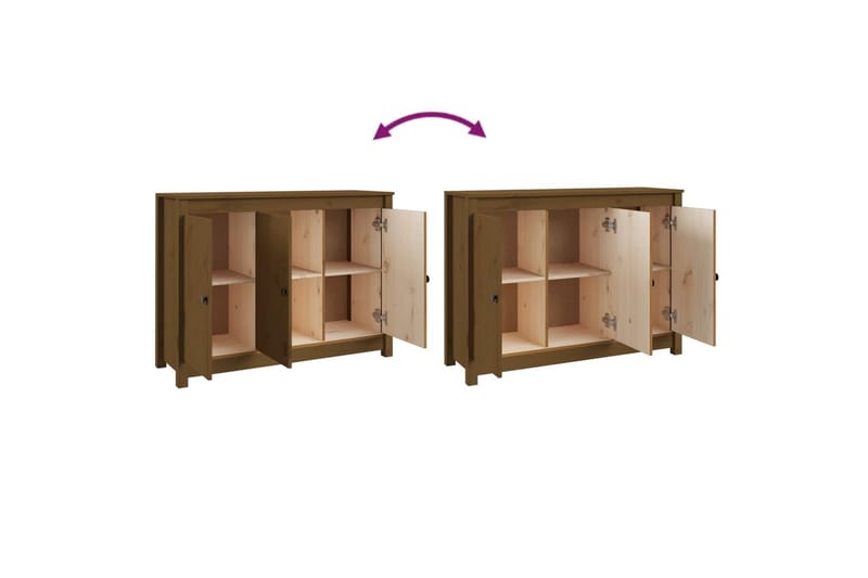 beBasic skænk 100x35x74 cm massivt fyrretræ gyldenbrun - Brun - Skænke & sideboards