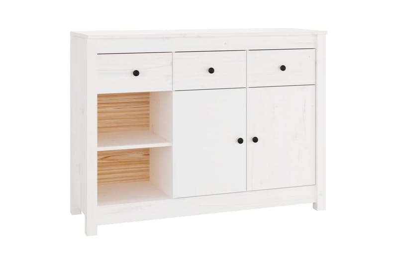 beBasic skænk 100x35x74 cm massivt fyrretræ hvid - Hvid - Skænke & sideboards