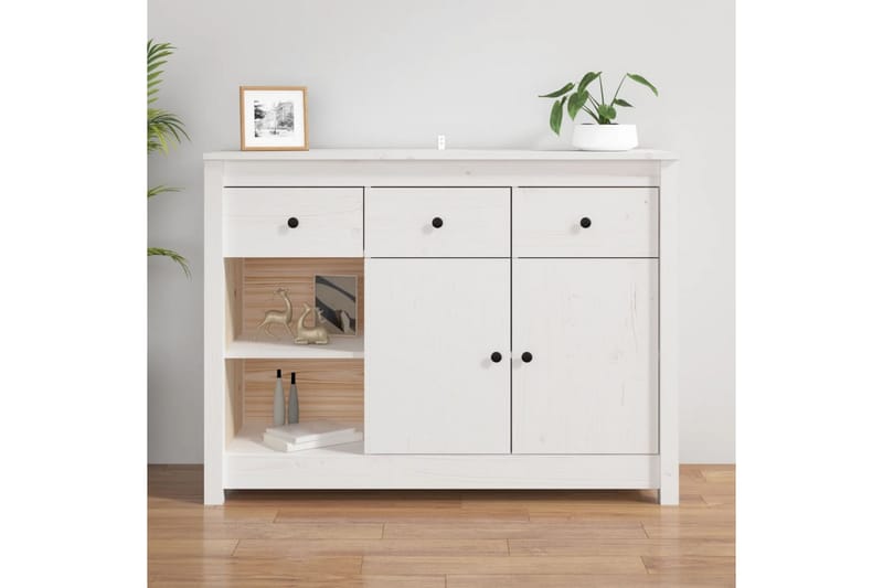 beBasic skænk 100x35x74 cm massivt fyrretræ hvid - Hvid - Skænke & sideboards