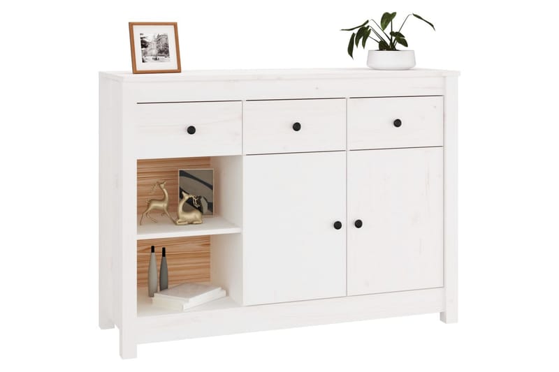 beBasic skænk 100x35x74 cm massivt fyrretræ hvid - Hvid - Skænke & sideboards