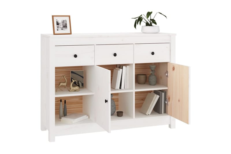 beBasic skænk 100x35x74 cm massivt fyrretræ hvid - Hvid - Skænke & sideboards