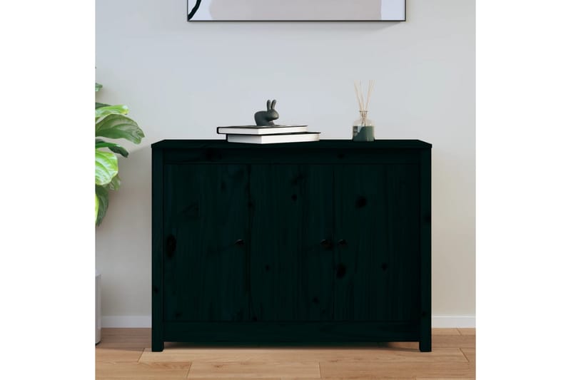 beBasic skænk 100x35x74 cm massivt fyrretræ sort - Sort - Skænke & sideboards