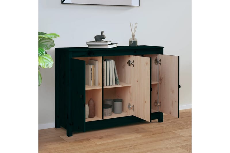 beBasic skænk 100x35x74 cm massivt fyrretræ sort - Sort - Skænke & sideboards