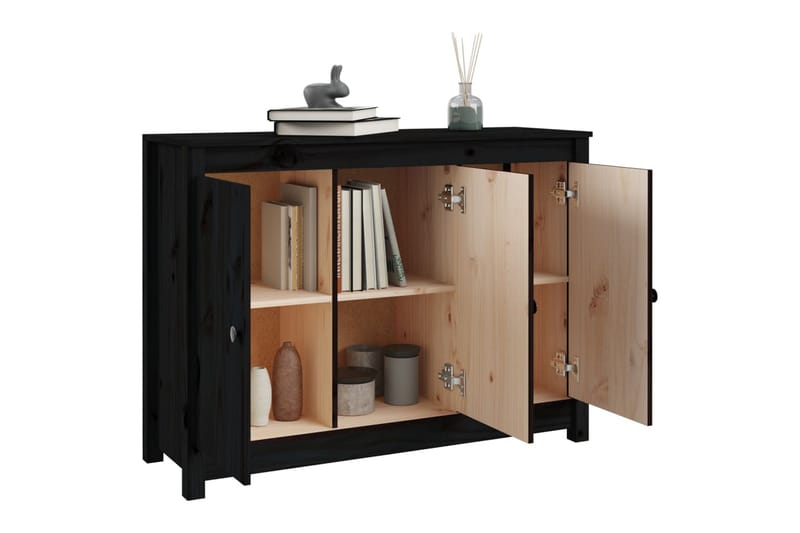 beBasic skænk 100x35x74 cm massivt fyrretræ sort - Sort - Skænke & sideboards