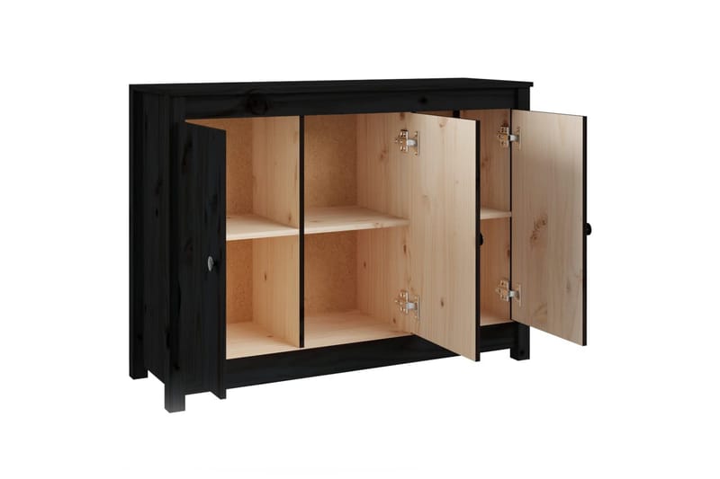 beBasic skænk 100x35x74 cm massivt fyrretræ sort - Sort - Skænke & sideboards