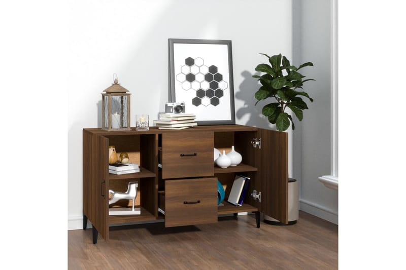 beBasic skænk 100x36x60 cm konstrueret træ brun egetræsfarve - Brun - Skænke & sideboards