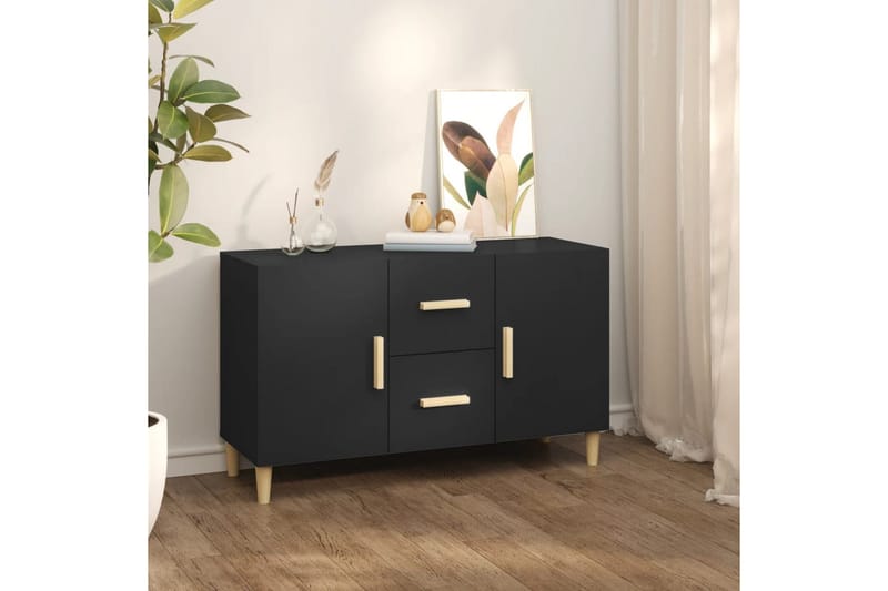 beBasic skænk 100x36x60 cm konstrueret træ sort - Sort - Skænke & sideboards