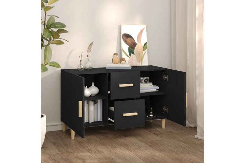 beBasic skænk 100x36x60 cm konstrueret træ sort - Sort - Skænke & sideboards