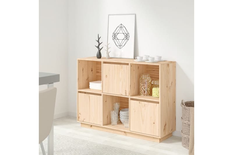 beBasic skænk 110,5x35x80 cm massivt fyrretræ - Brun - Skænke & sideboards