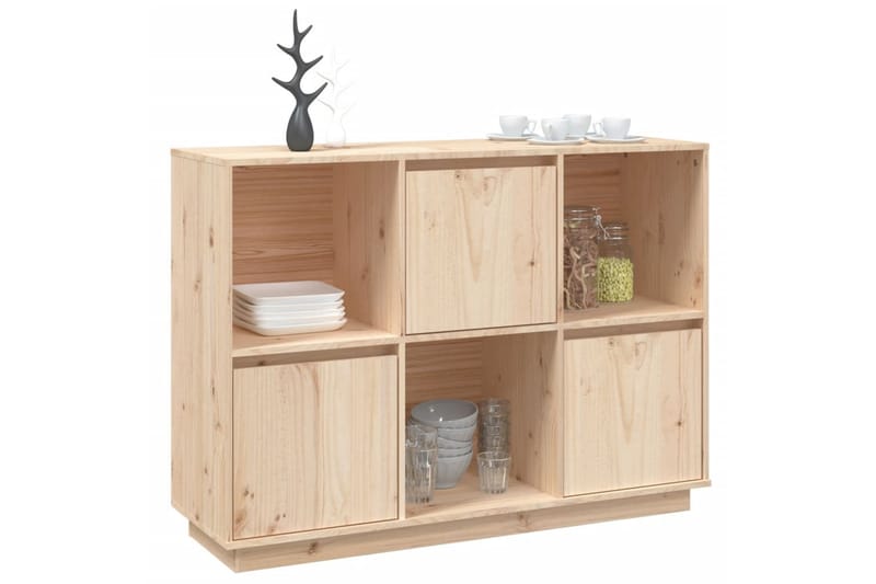 beBasic skænk 110,5x35x80 cm massivt fyrretræ - Brun - Skænke & sideboards