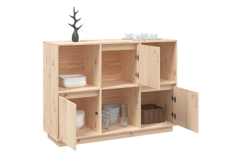 beBasic skænk 110,5x35x80 cm massivt fyrretræ - Brun - Skænke & sideboards