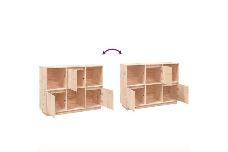 beBasic skænk 110,5x35x80 cm massivt fyrretræ - Brun - Skænke & sideboards