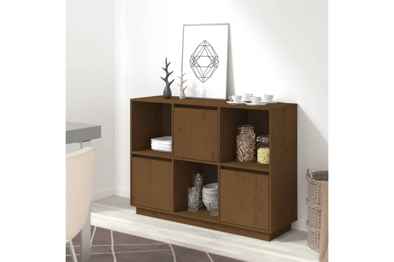beBasic skænk 110,5x35x80 cm massivt fyrretræ gyldenbrun - Brun - Opbevaring - Opbevaringsmøbler - Skænke & sideboards