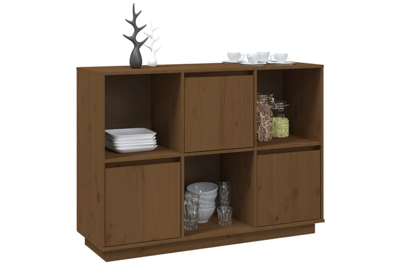 beBasic skænk 110,5x35x80 cm massivt fyrretræ gyldenbrun - Brun - Skænke & sideboards