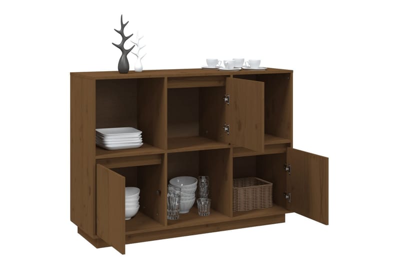 beBasic skænk 110,5x35x80 cm massivt fyrretræ gyldenbrun - Brun - Skænke & sideboards