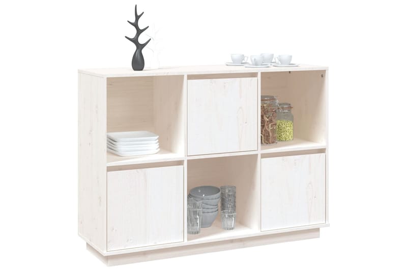 beBasic skænk 110,5x35x80 cm massivt fyrretræ hvid - Hvid - Skænke & sideboards