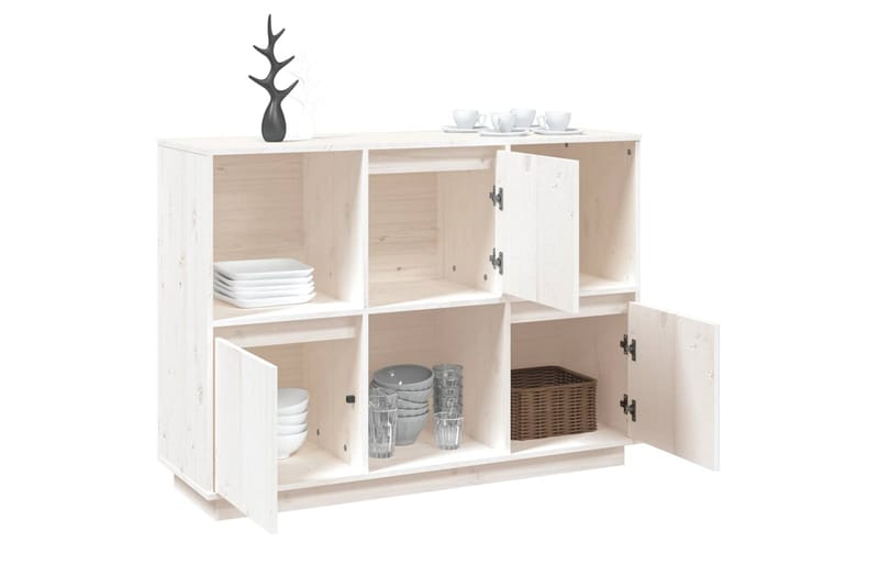 beBasic skænk 110,5x35x80 cm massivt fyrretræ hvid - Hvid - Opbevaring - Opbevaringsmøbler - Skænke & sideboards