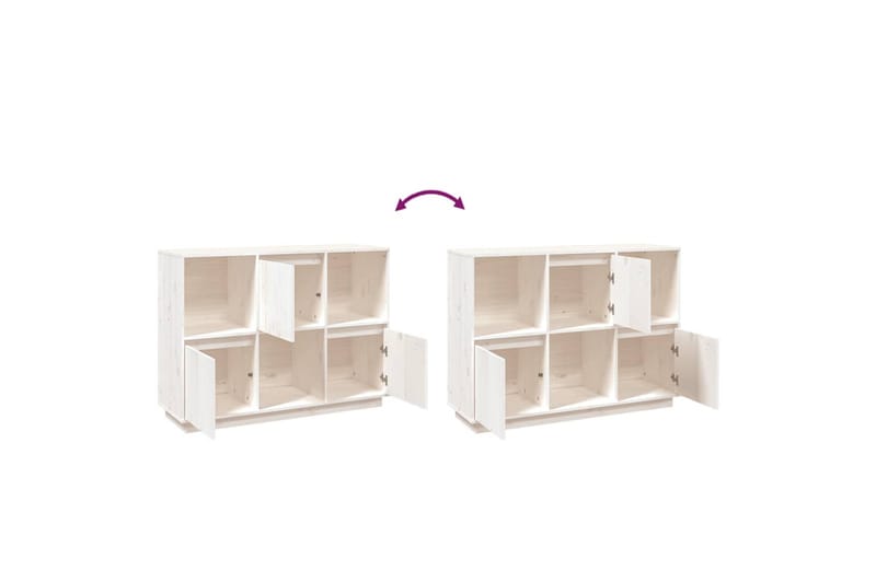 beBasic skænk 110,5x35x80 cm massivt fyrretræ hvid - Hvid - Opbevaring - Opbevaringsmøbler - Skænke & sideboards