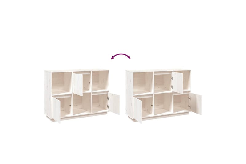 beBasic skænk 110,5x35x80 cm massivt fyrretræ hvid - Hvid - Skænke & sideboards