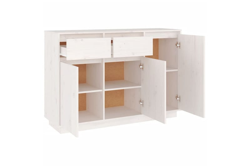 beBasic skænk 110x34x75 cm massivt fyrretræ hvid - Hvid - Skænke & sideboards