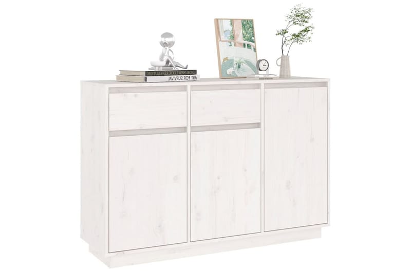 beBasic skænk 110x34x75 cm massivt fyrretræ hvid - Hvid - Skænke & sideboards