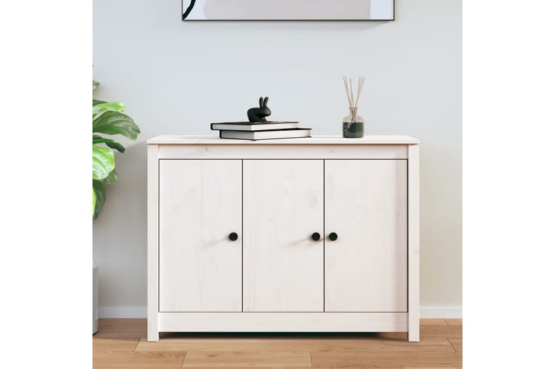 beBasic skænk 110x35x74 cm massivt fyrretræ hvid - Hvid - Skænke & sideboards