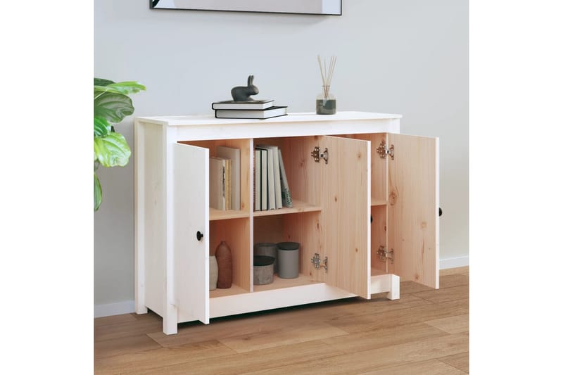 beBasic skænk 110x35x74 cm massivt fyrretræ hvid - Hvid - Skænke & sideboards