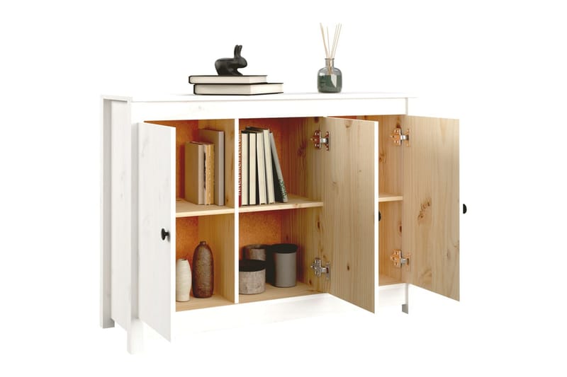 beBasic skænk 110x35x74 cm massivt fyrretræ hvid - Hvid - Skænke & sideboards