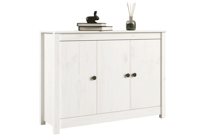 beBasic skænk 110x35x74 cm massivt fyrretræ hvid - Hvid - Skænke & sideboards