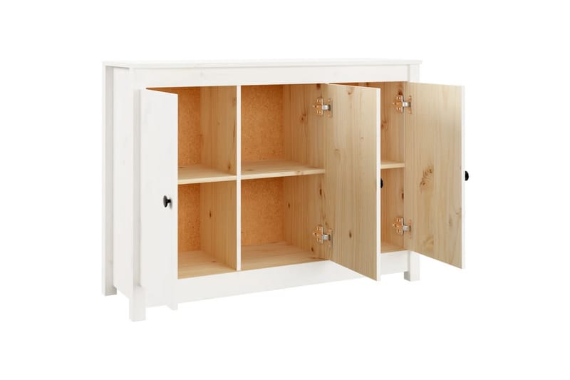 beBasic skænk 110x35x74 cm massivt fyrretræ hvid - Hvid - Skænke & sideboards