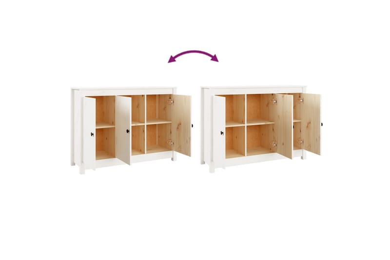 beBasic skænk 110x35x74 cm massivt fyrretræ hvid - Hvid - Skænke & sideboards