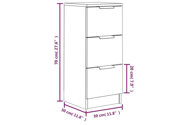 beBasic skænk 30x30x70 cm konstrueret træ grå sonoma-eg - GrÃ¥ - Skænke & sideboards